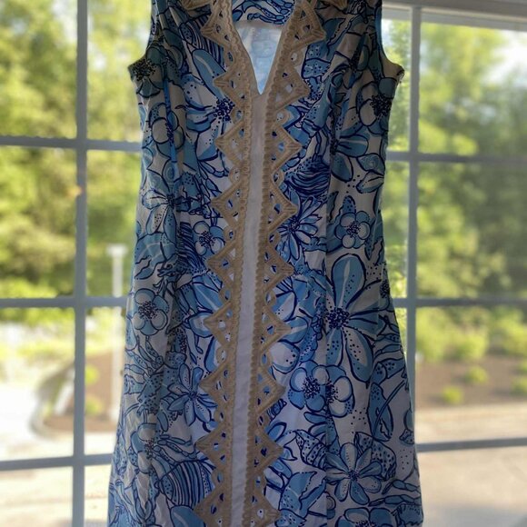 Lilly Pulitzer Blue Floral Shift Dress – Size 2 – Excellent Condition - Picture 2 of 2
